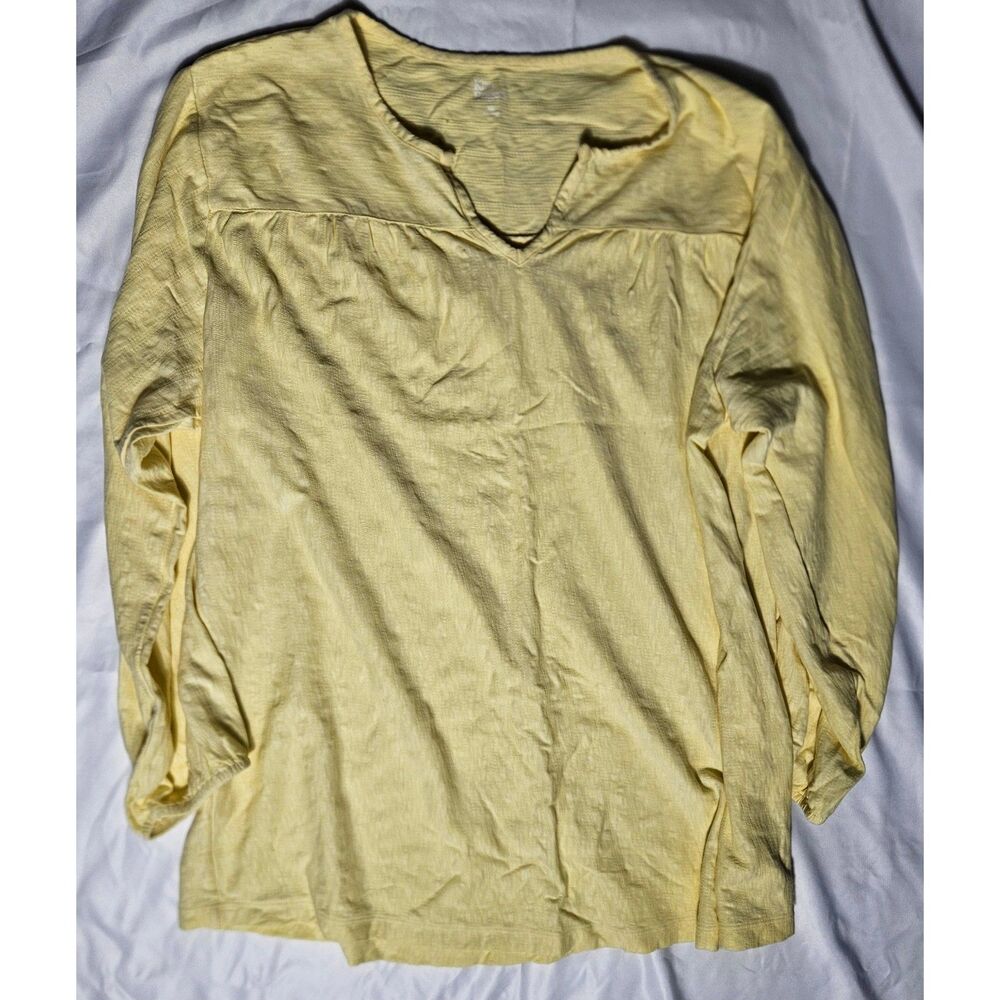 Kim Rogers yellow tunic/top, Sz XL, 100% cotton, small mark - see pic